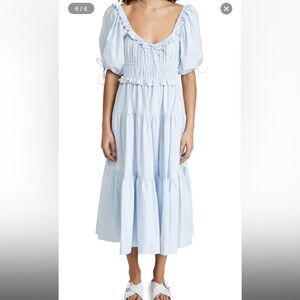 En Saison Brielle Tiered Midi Dress Blue Small